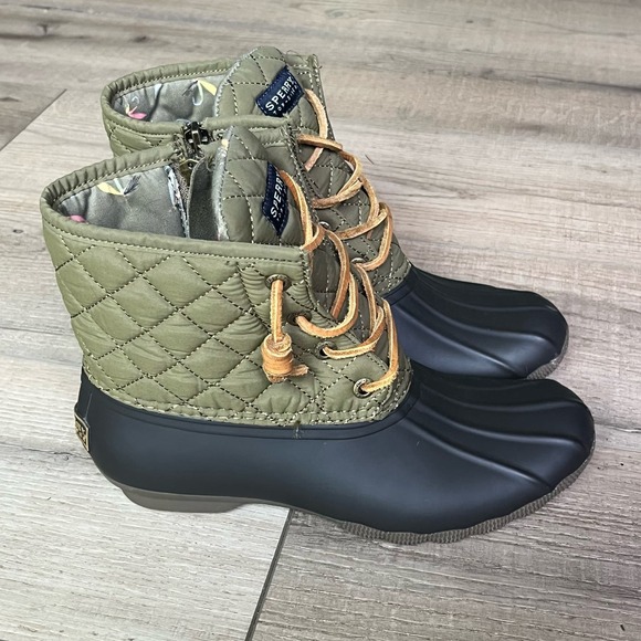 Size 5 Sperry Top-Sider Salt Water Rubber Boot Waterproof Brown/Olive STS93692 - Picture 1 of 10